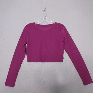 Born Primitive Summit Crop Top‎ Women Medium Textured Long Sleeve Magenta NWT